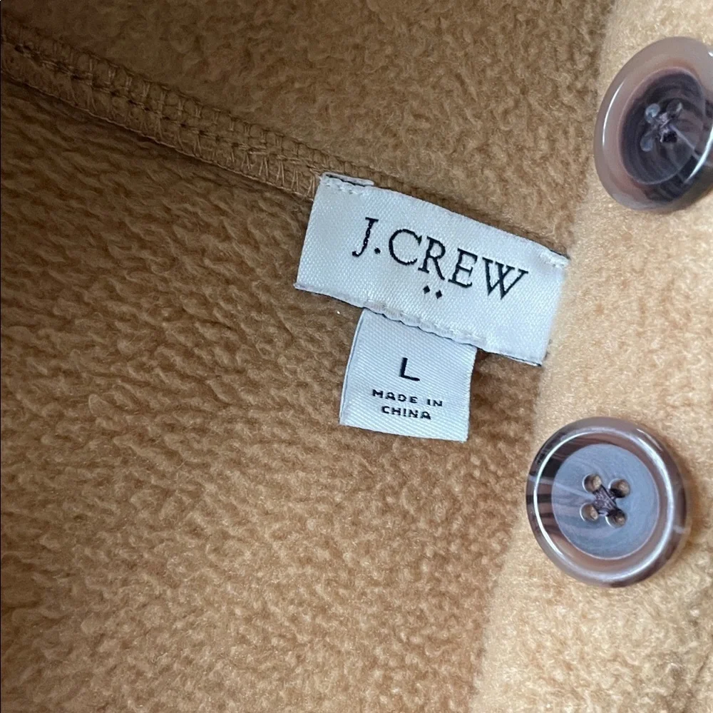 J. Crew Camel Fleece Sherpa Button-Up Pop Over Sweater